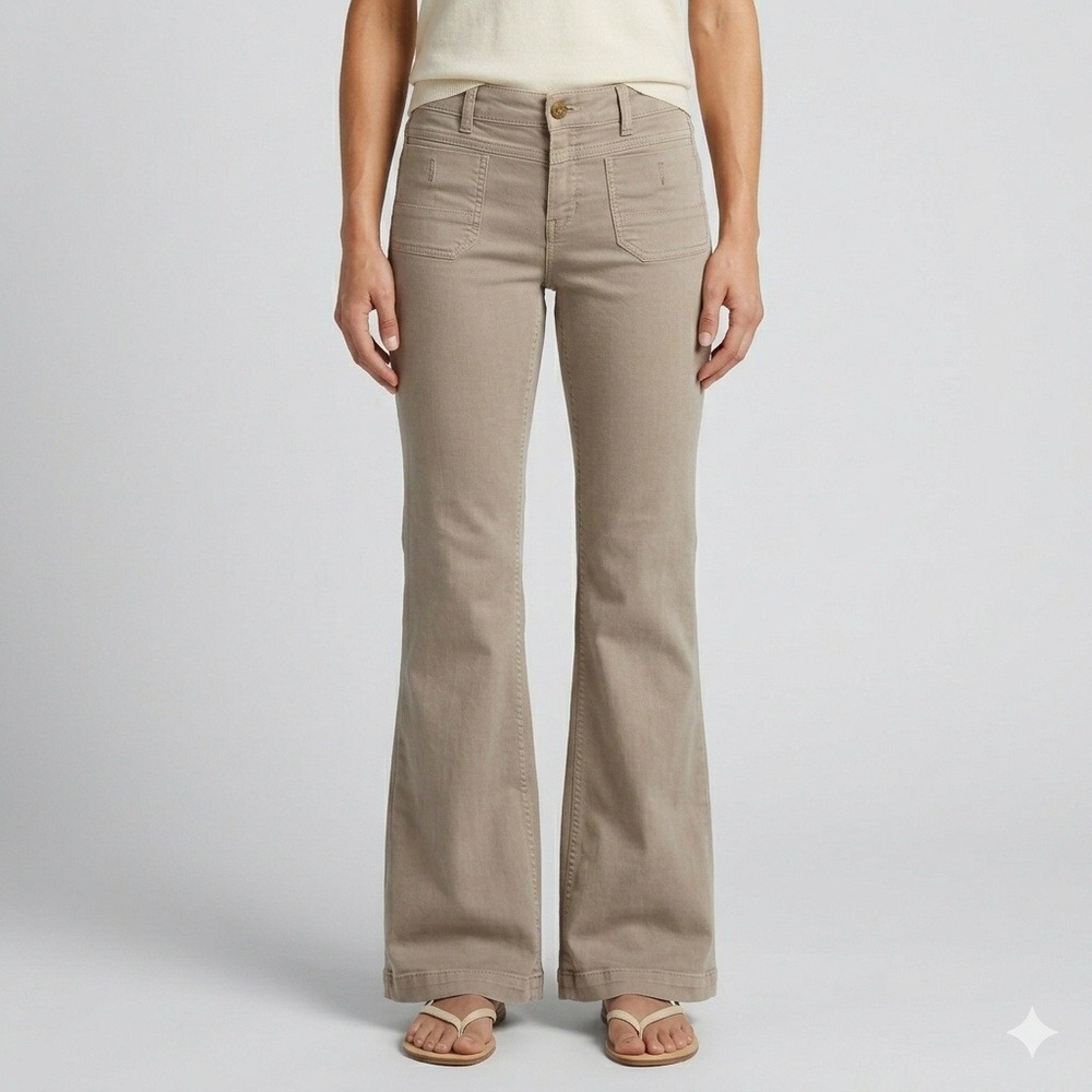 Level 99 Wide Leg Trouser Pants Stretch Comfort Size 27 Taupe Tan Khaki